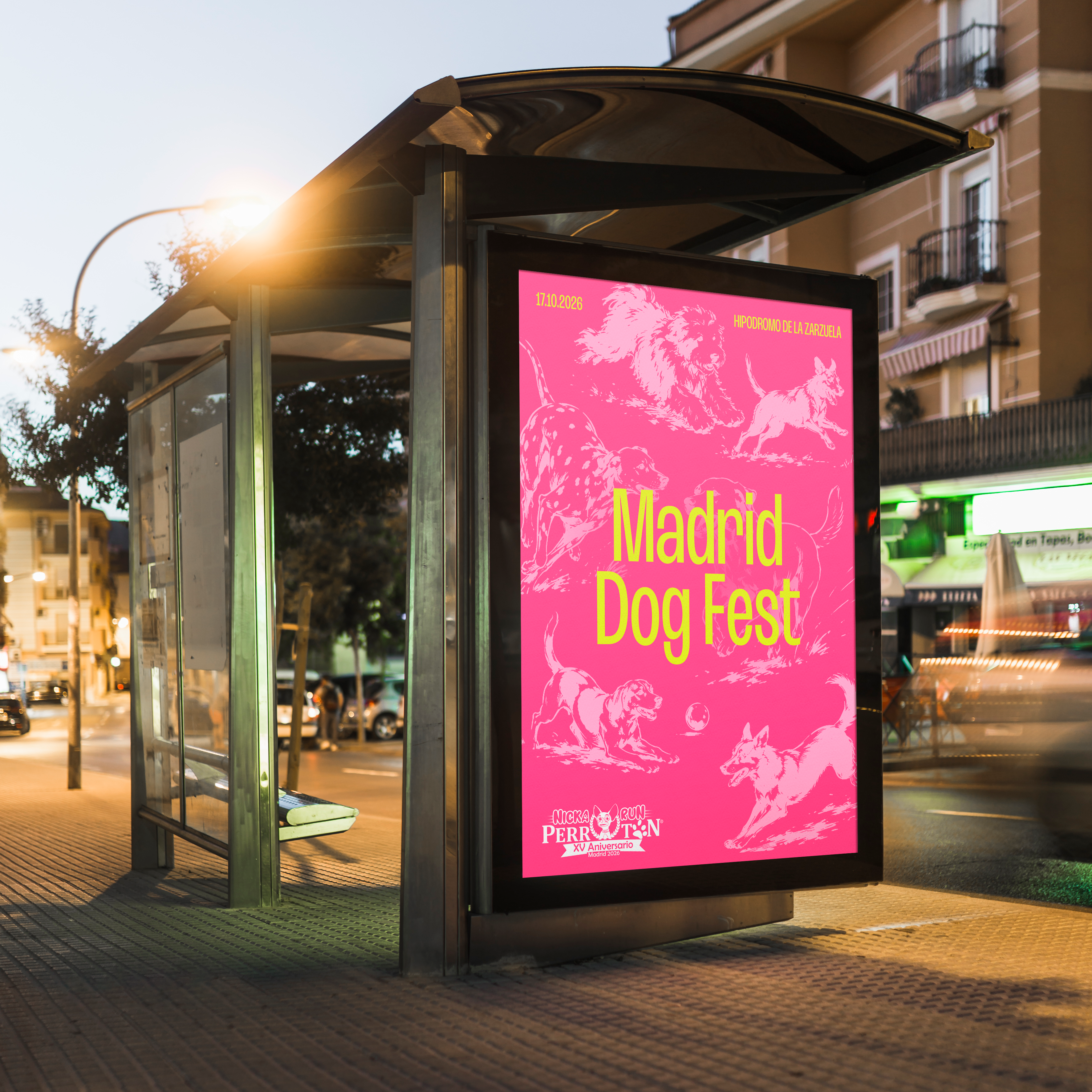 Madrid Dog Fest bus shelter advertising